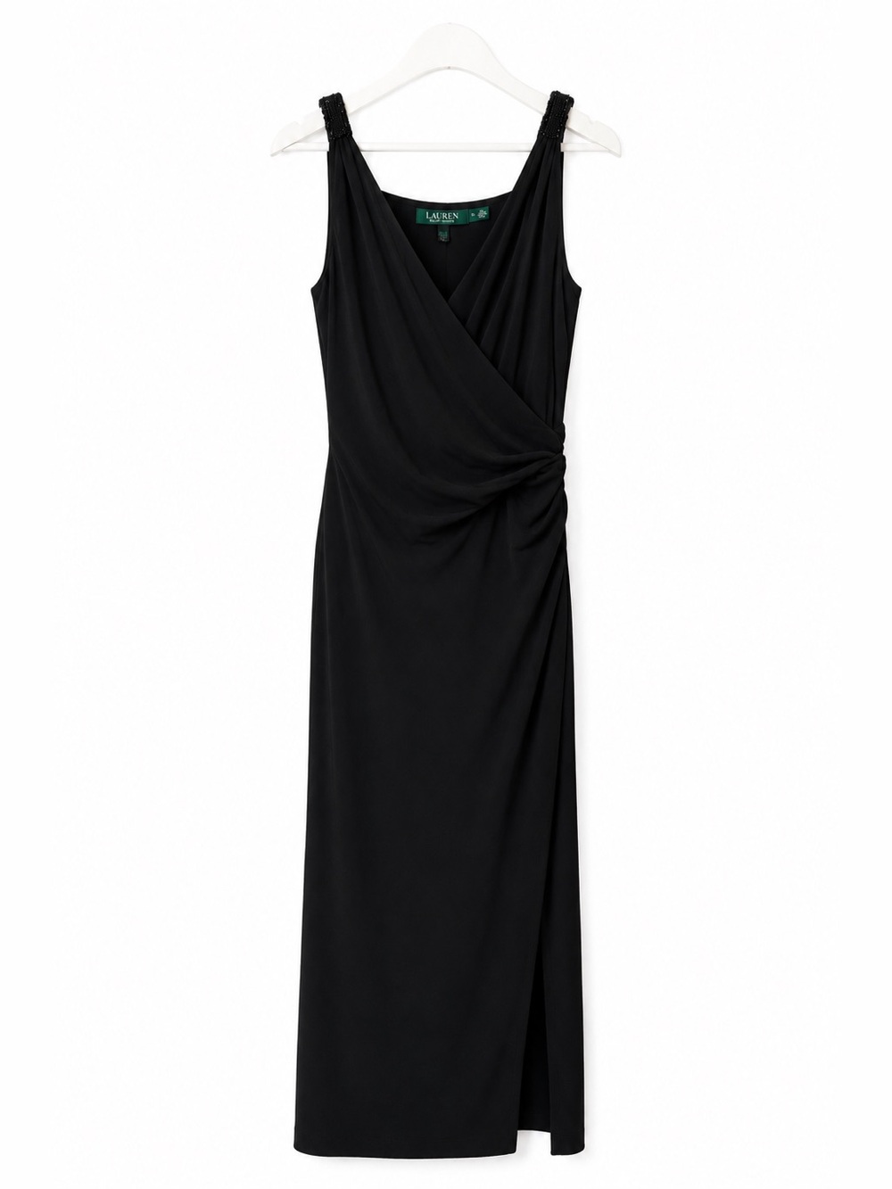 Ralph Lauren Black Sleeveless Maxi Dress with Side Twist